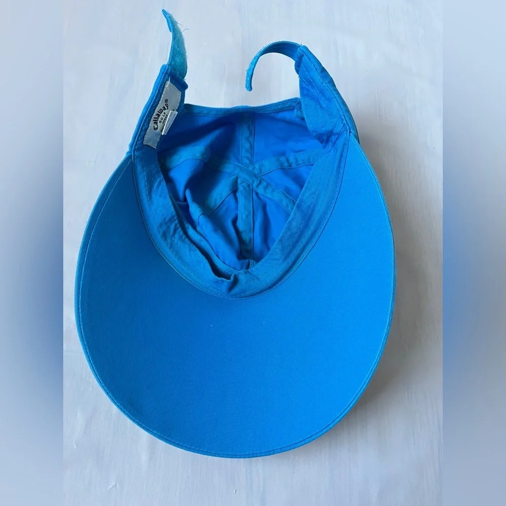 Golf Sun Visor Hat blue Removable crown Adjustable velcro cotton Embroidery